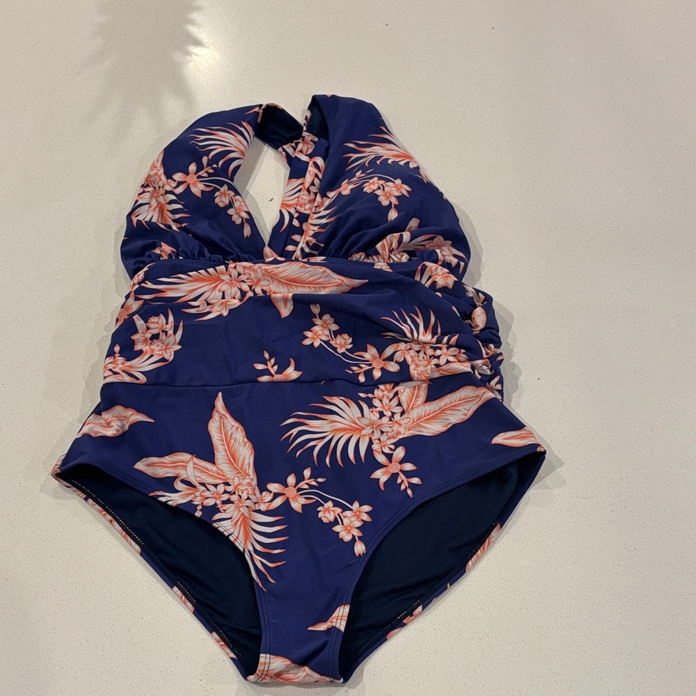 Floral Navy Kids One Piece Swimsuit